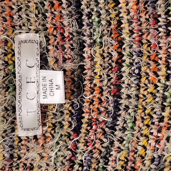 TCEC Colorful Plaid Long Eyelash Sweater Cardigan in size M - Picture 8 of 9